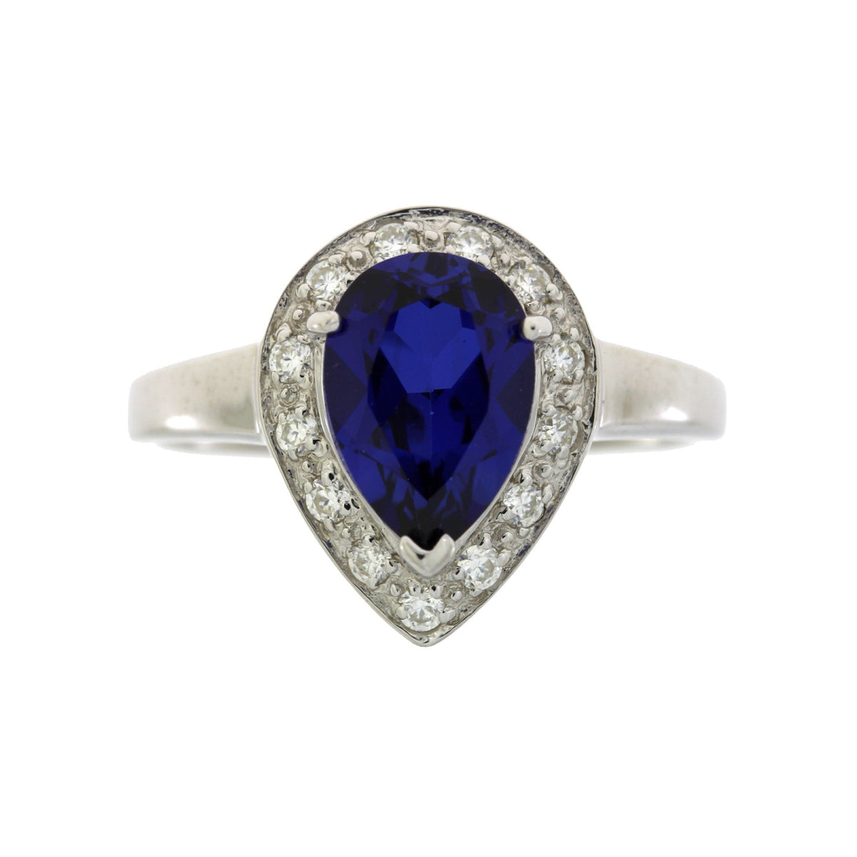 Created Sapphire Moissanite Ring Sterling Silver
