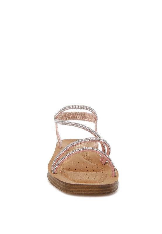 Ridayne Rhinestones Embellished Strappy Flats