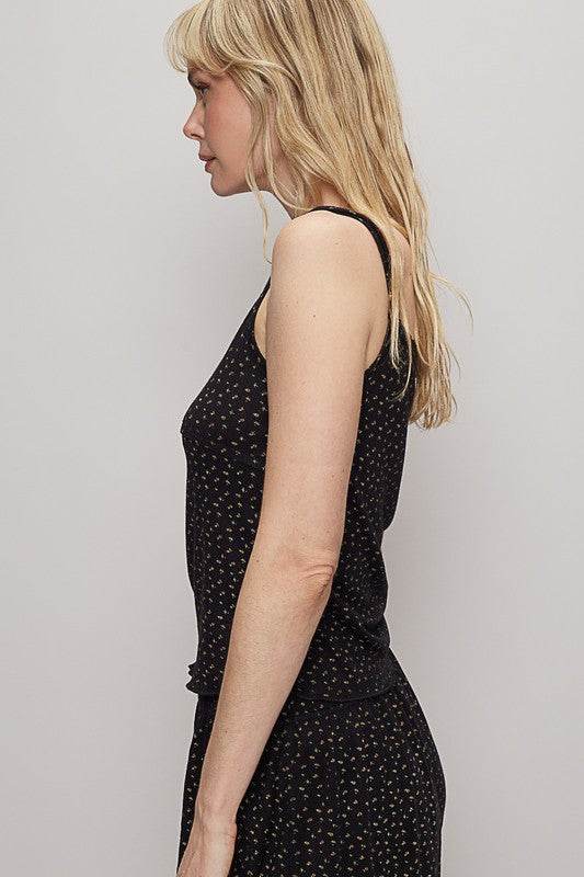 POL Floral Scoop Neck Adjustable Strap Cami