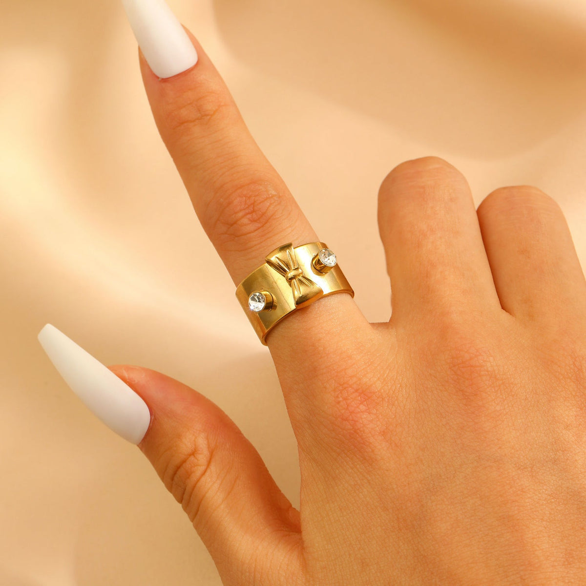 Stainless Steel Zircon Line Ring