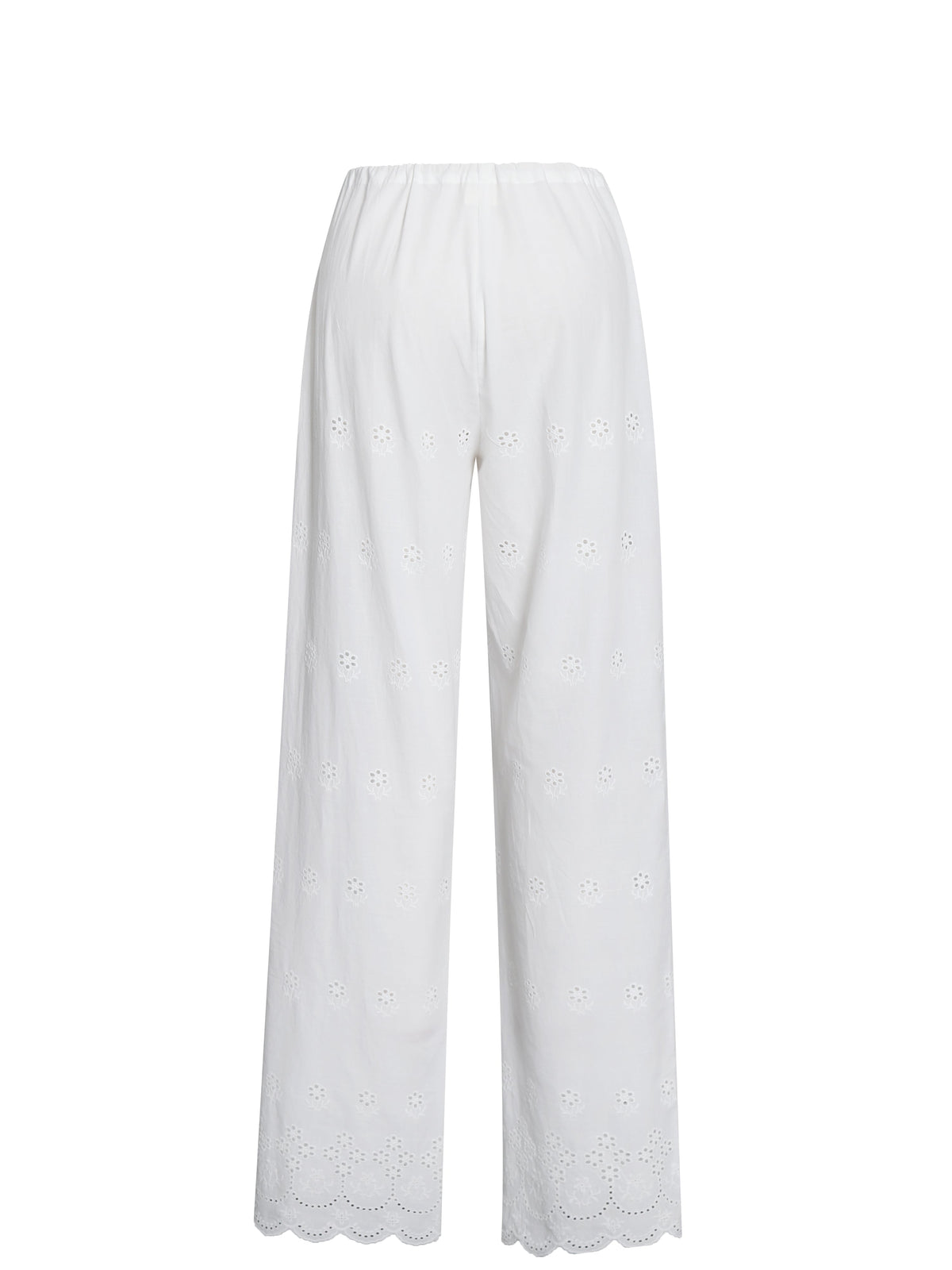 Raina White Cotton Eyelet Straight Pants