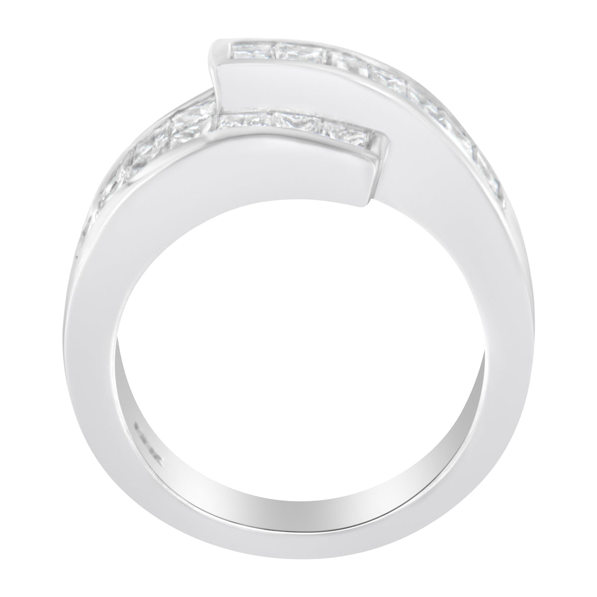 14K White Gold 2.0 Cttw Channel-Set Princess and Baguette-Cut Diamond Bypass Ring Band (G-H Color, SI1-SI2 Clarity) - Ring Size 6.5