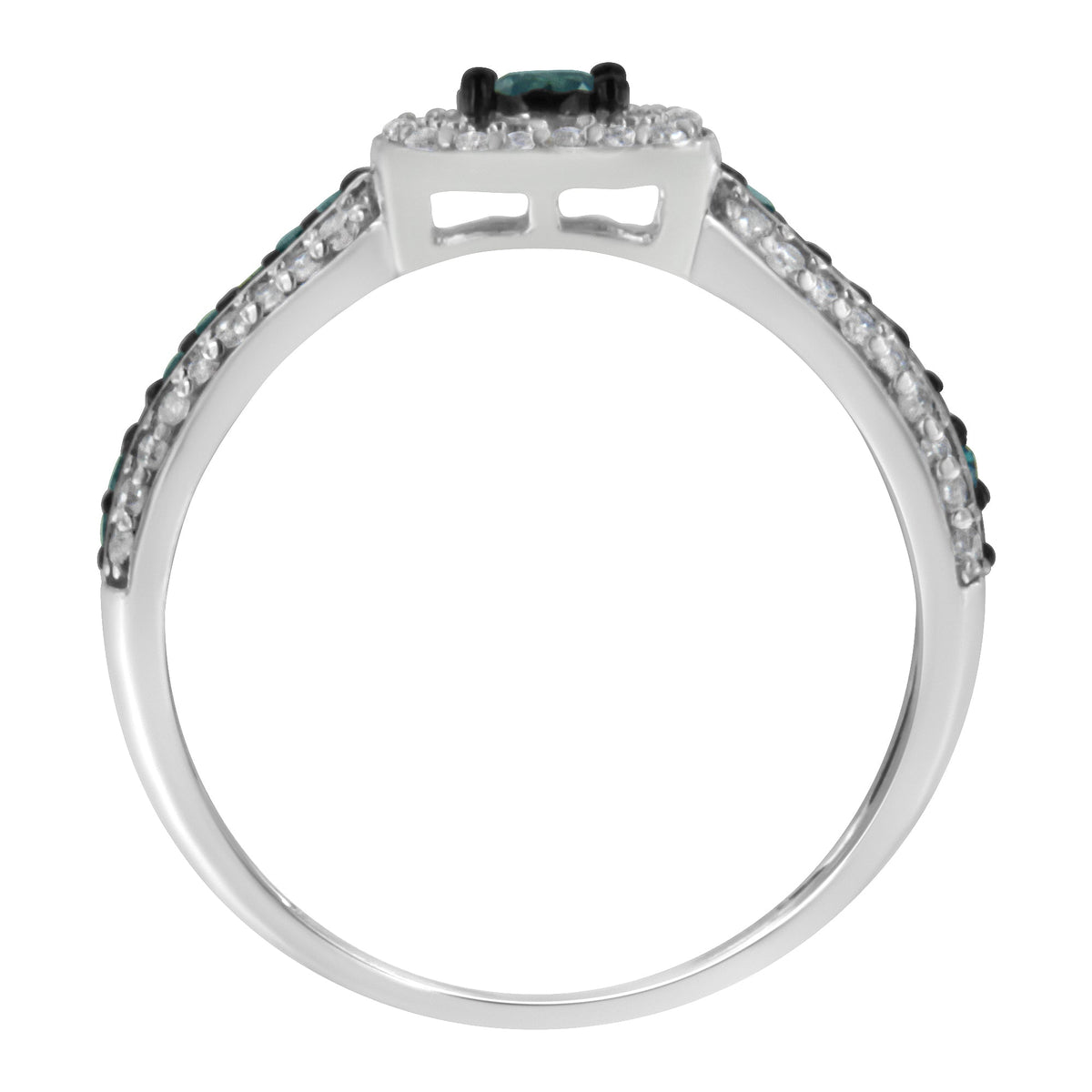 .925 Sterling Silver Treated Blue Miracle-Set Diamond Engagement Ring (1/2 Cttw, J-K Color, I1-I2 Clarity) - Size 6