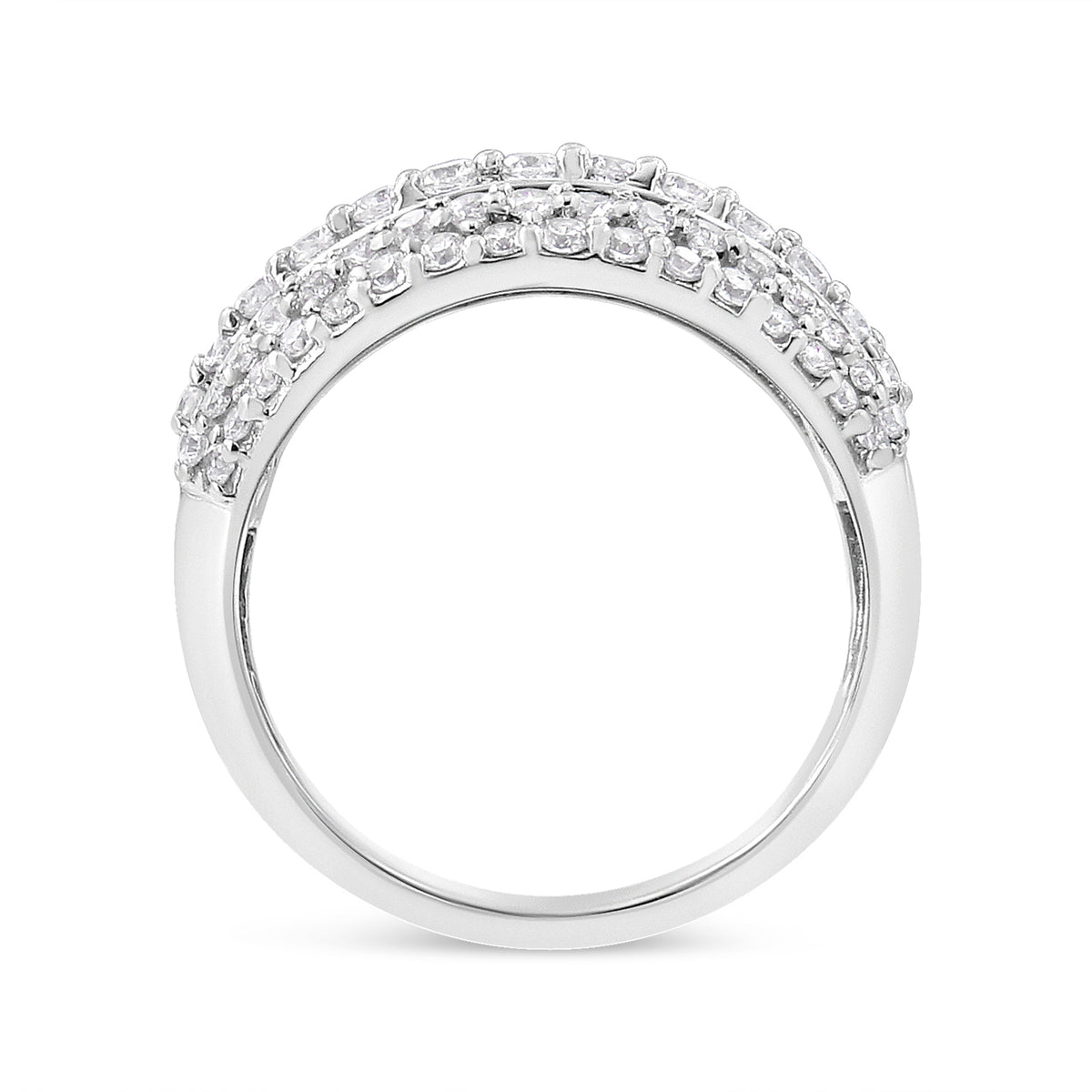 .925 Sterling Silver 2.00 Cttw Round and Baguette-Cut Diamond Cluster Ring (H-I Color, I1-I2 Clarity) - Size 7