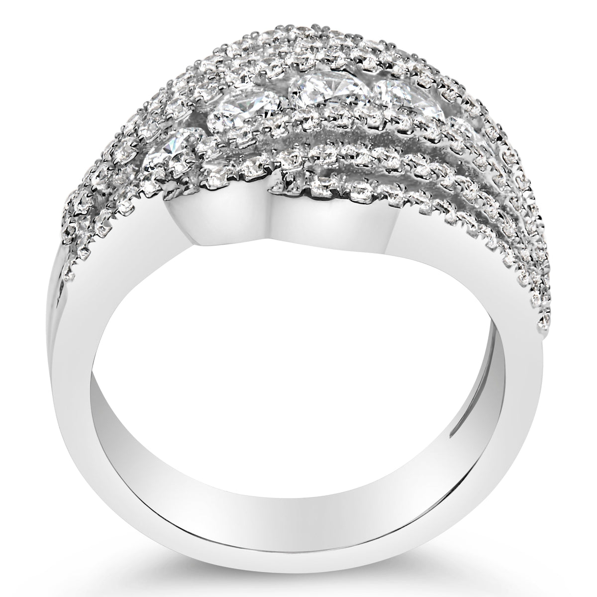 .925 Sterling Silver 2.00 Cttw Lab Grown Diamond Cluster Band Ring