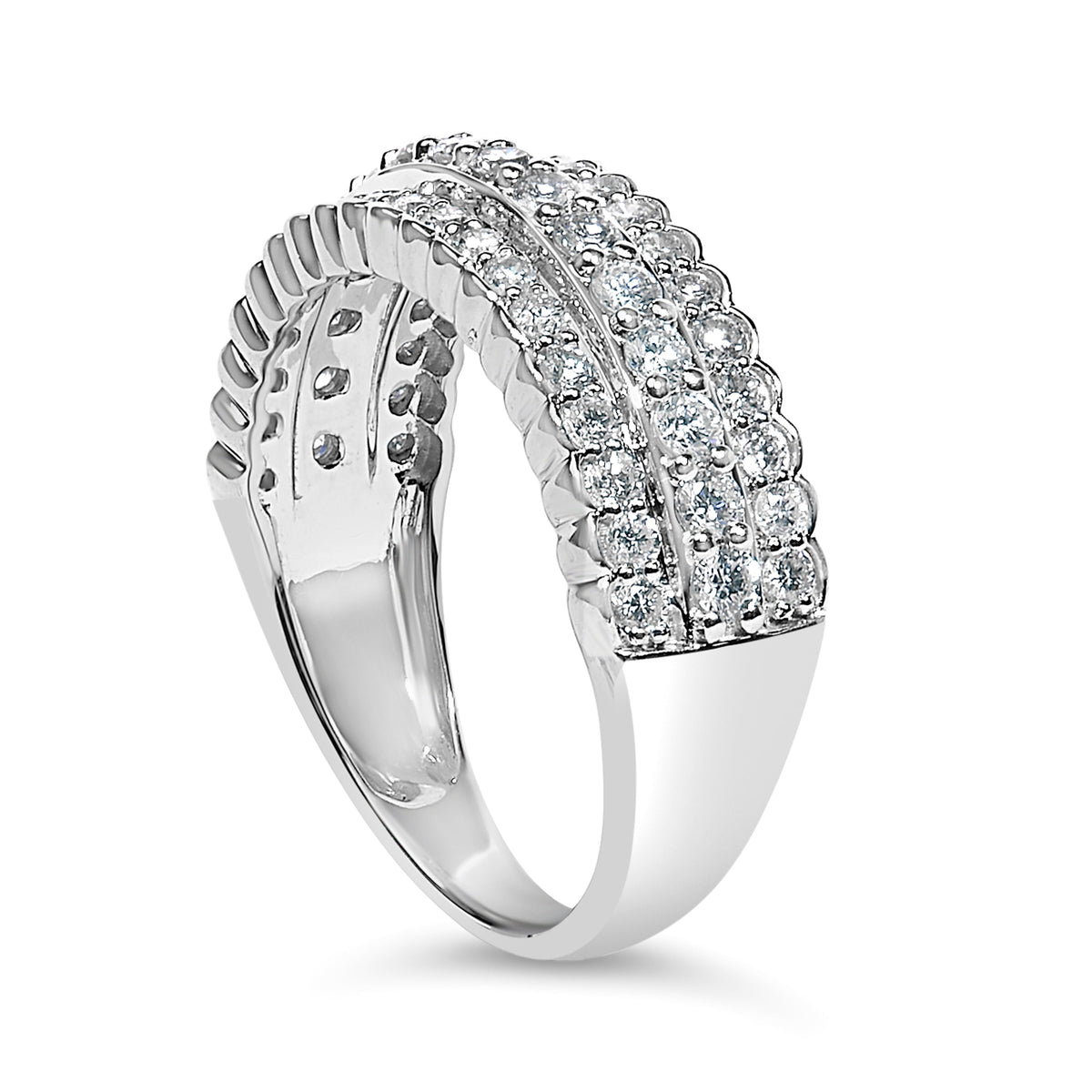 .925 Sterling Silver 1.0 cttw Lab Grown Diamond 3 Row Band Ring (F-G Color, VS1-VS2 Clarity) - Ring Size 7