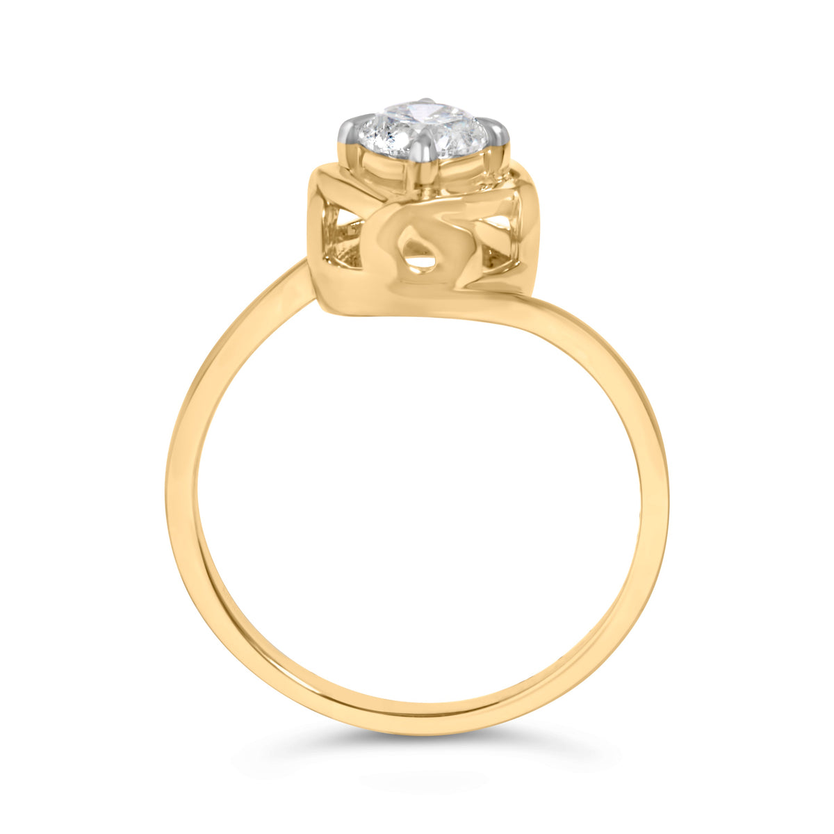 10K Yellow Gold Plated Sterling Silver 1/2 Cttw Lab Grown Diamond Woven Solitaire Ring
