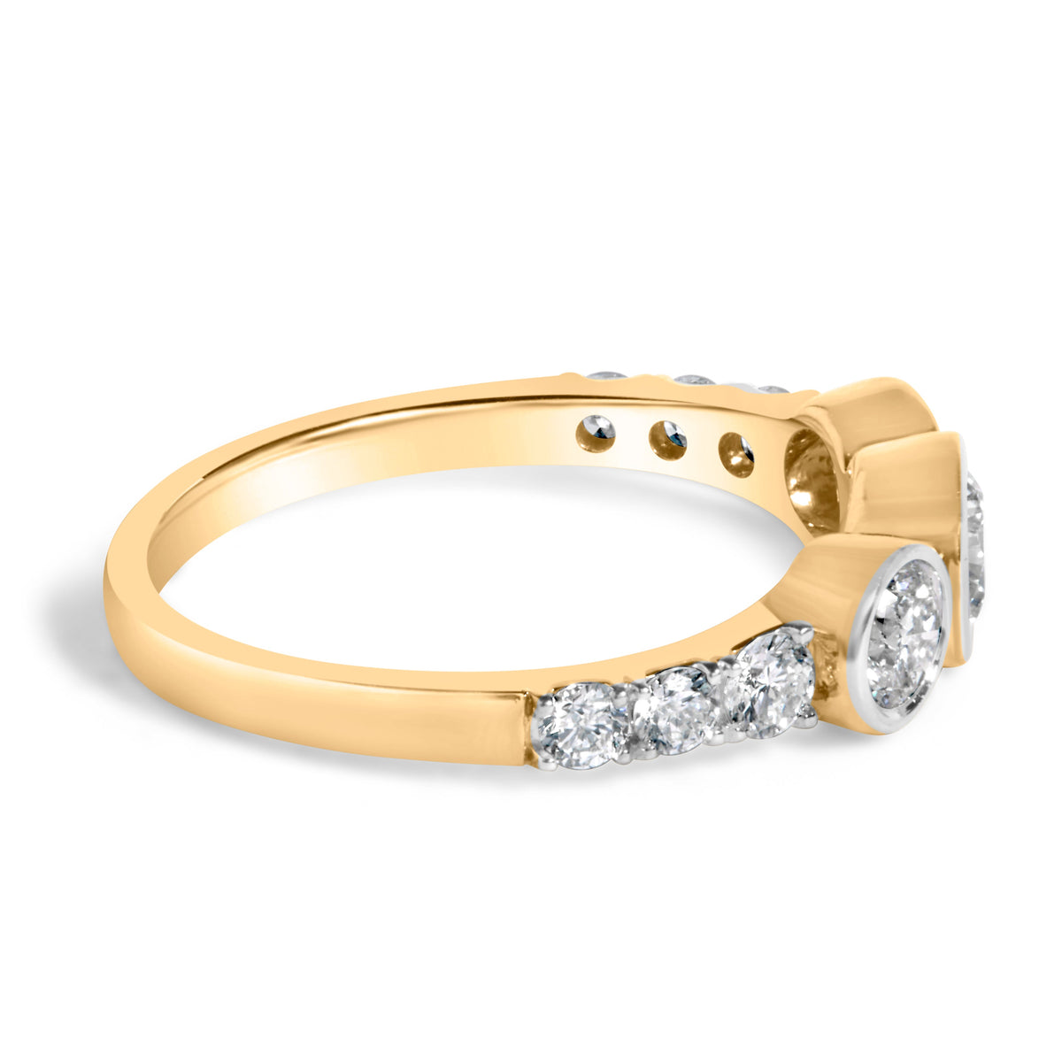 10K Yellow Gold Plated .925 Sterling Silver 1.0 Cttw Lab Grown Diamond Bezel Set Ring