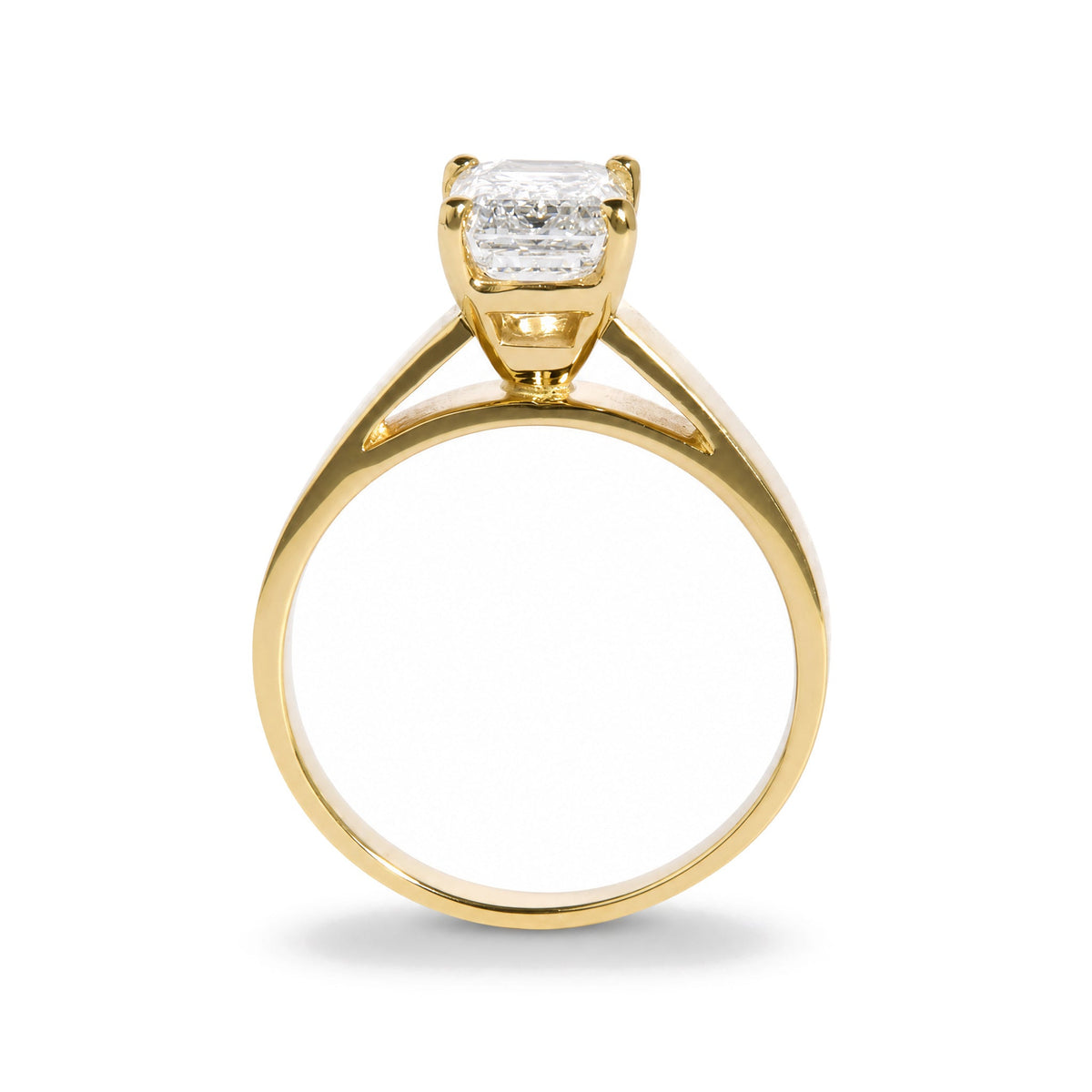 IGI Certified 14K Yellow Gold 2 Cttw Emerald-Cut Lab-Grown Diamond Wide Band Engagement Ring