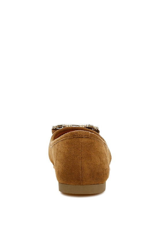 Prajik Rhinestone Buckle Detail Ballerinas