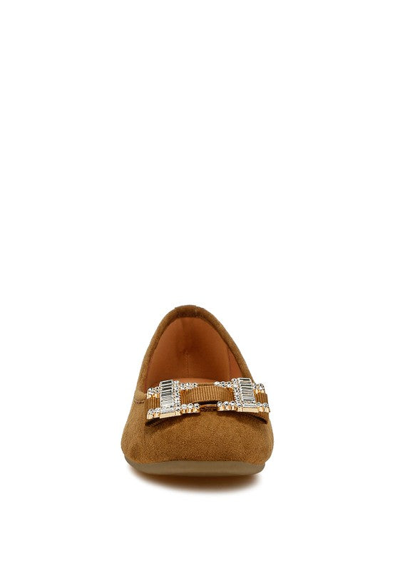 Prajik Rhinestone Buckle Detail Ballerinas
