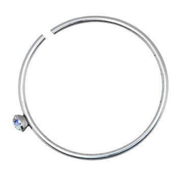 22G Stainless Steel Aurora Gem Open Nose Hoop
