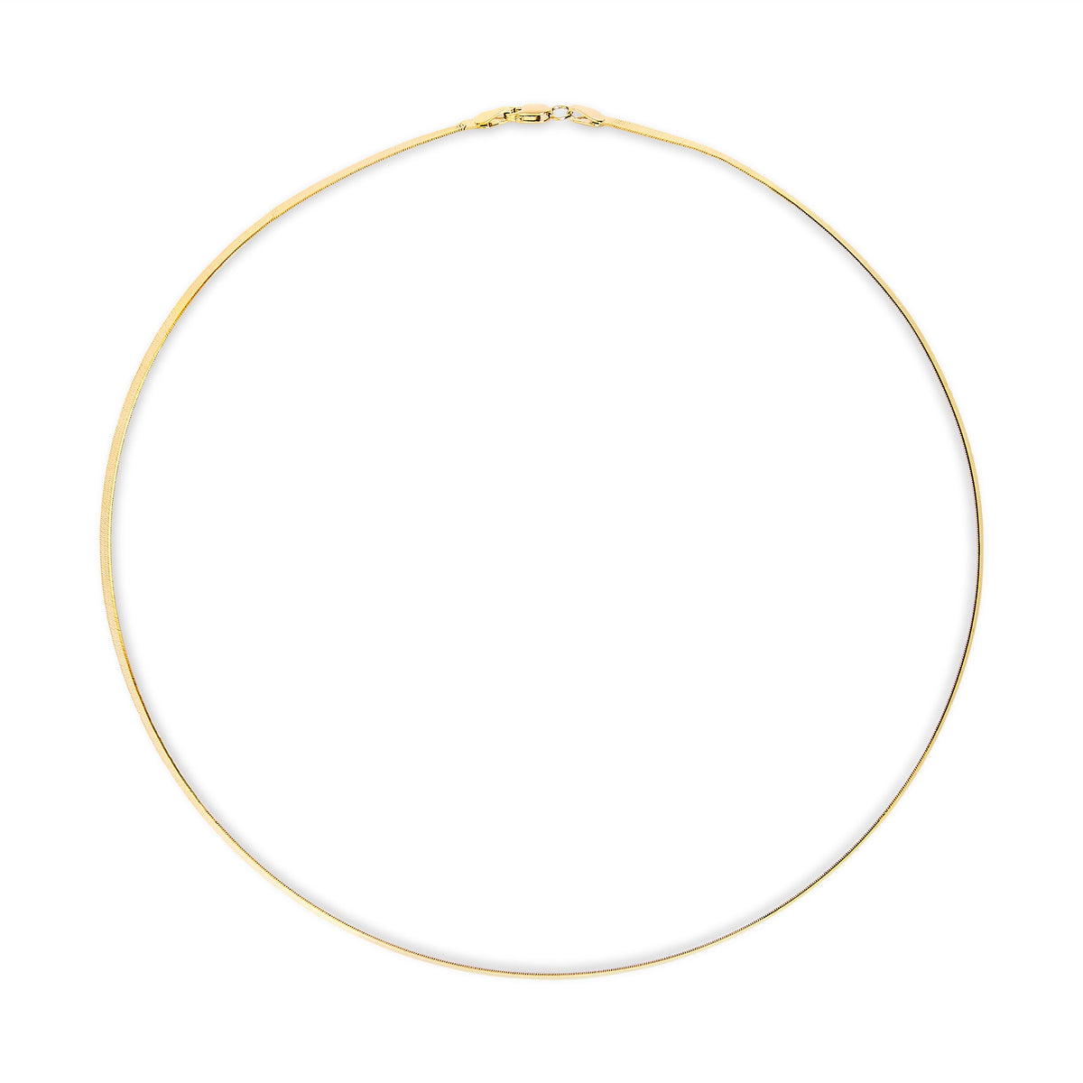 Unisex Solid 14K Yellow Gold 2.8mm Imperial Herringbone Chain Necklace - 18" Inches