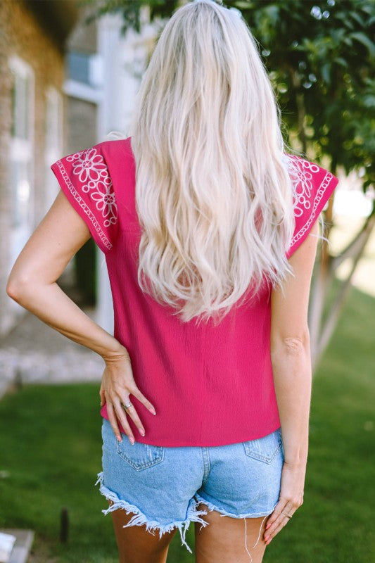 Murphy Floral Embroidered Sleeve Blouse