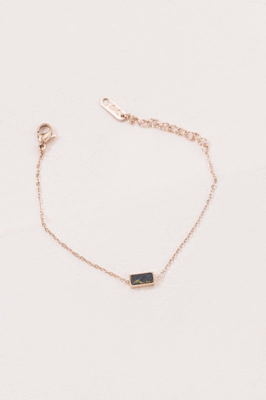 Beaming Bar Stone Bracelet | Rose Gold (14K)