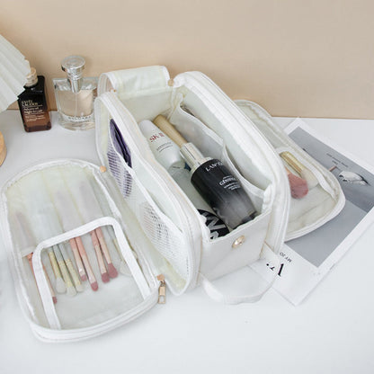 Makeup bag with compartments, Multifunctional cosmetic bag women's large capacity, portable storage bag, partition travel toilet bag, makeup bag organizer,