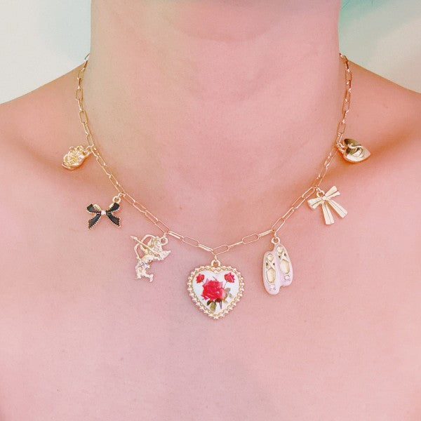 Ballet Garden Charm Necklace – Whimsical Gold Chai
