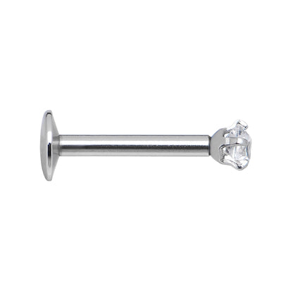 16G Clear 3mm Square Gem Internally Threaded Labret Monroe Tragus