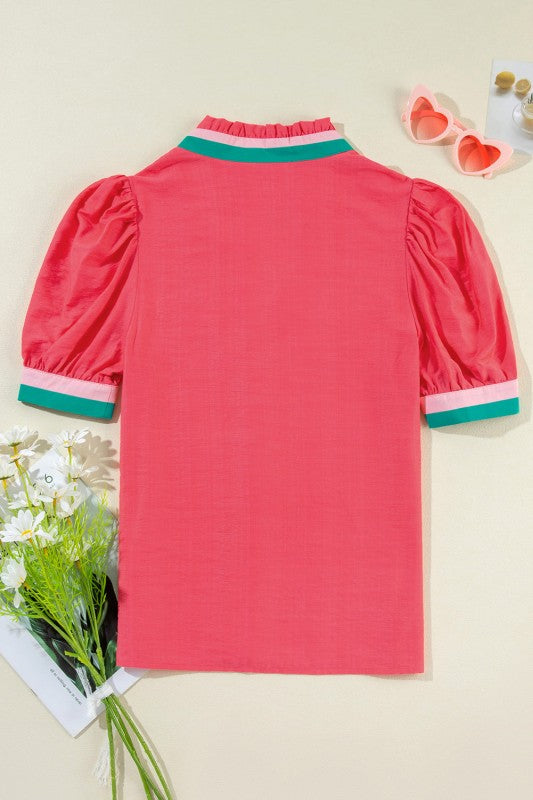 Becky V Neck Short Sleeve Blouse