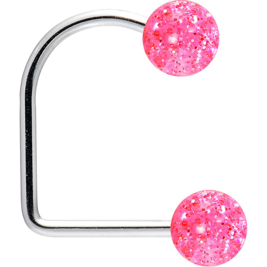 16G Pink Acrylic Glitter Ball Lippy Loop Labret