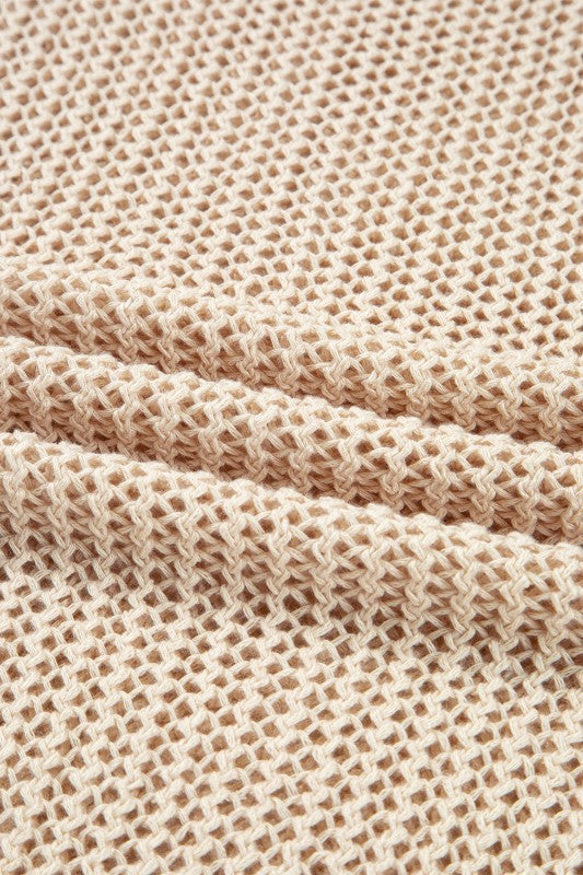 Solid Crochet Hollow-Out Sweater