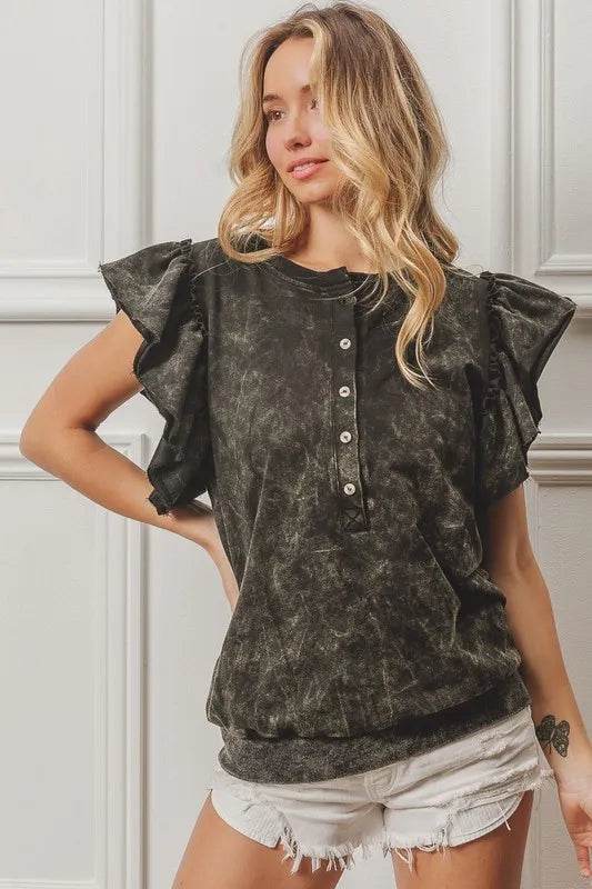 BiBi Mineral Washed Terry Top
