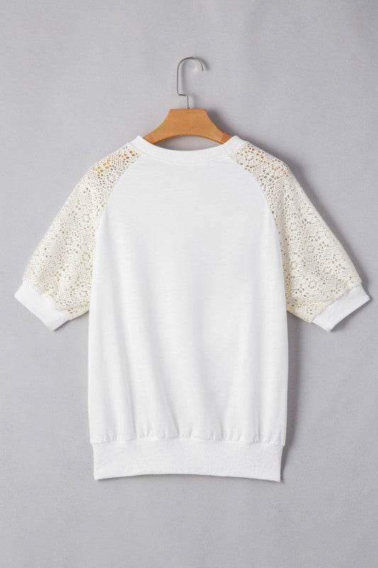 Paulina Lace Crochet Short Sleeve Top