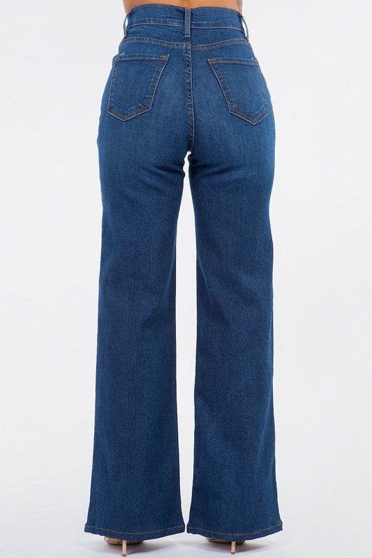 Olivia Wide Leg Jean in Dark Blue