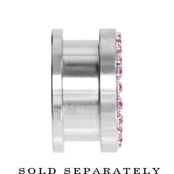 5/8 Stainless Steel Pink Gem Screw Fit Tunnel