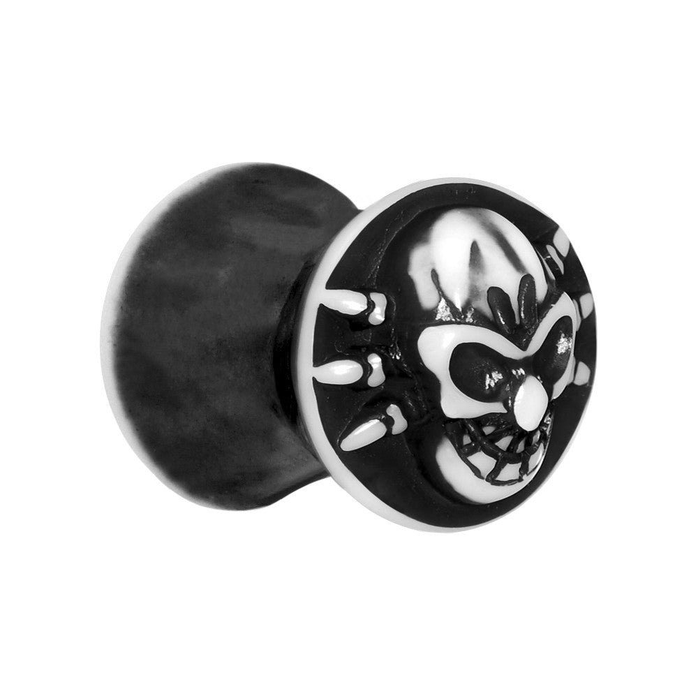 0G Black White Resin Skull Saddle Plug