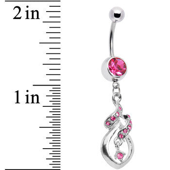 Pink Gem Distinctive Teardrop Belly Ring