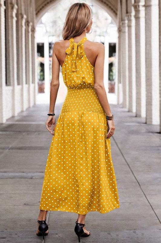 Halter Polka Dot Polka Dot Maxi Dress