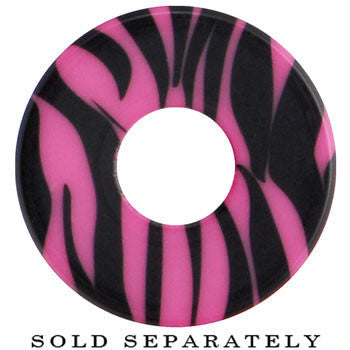 2G Pink and Black Zebra Striped Acrylic Threaded Tunnel