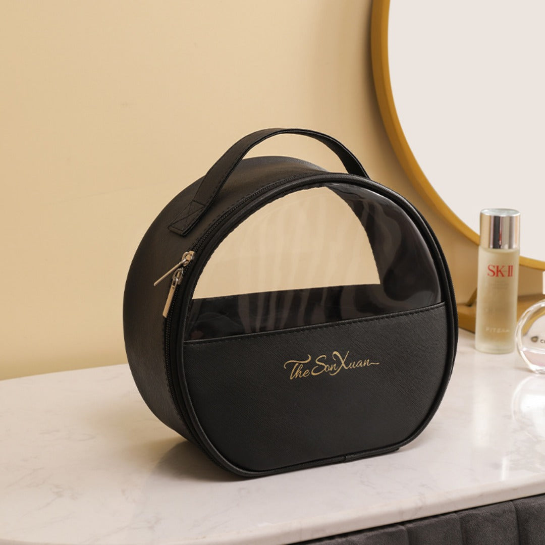 Portable large-capacity travel translucent cosmetic bag, Pu multi-functional waterproof toilet bag, portable skin care product storage bag, makeup bag organizer,Makeup bags, small