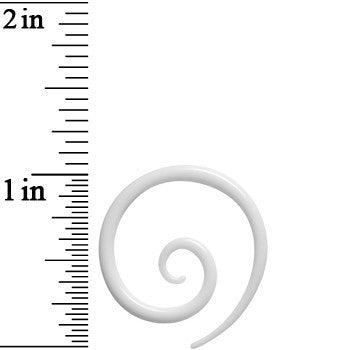 10G White Acrylic Super Spiral Taper