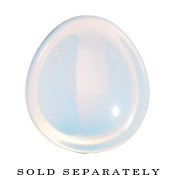 9/16 Concave Pear Moonstone Natural  Stone Plug