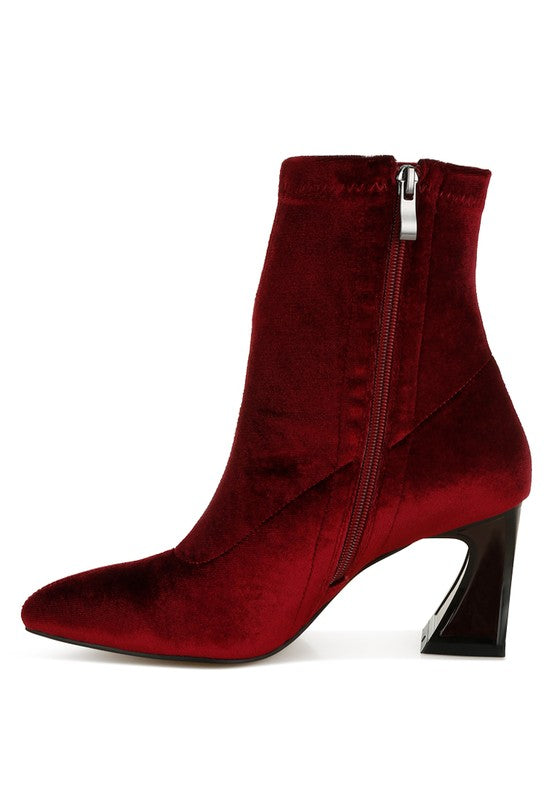 Arcturus Flared Block Heel Velvet Boots