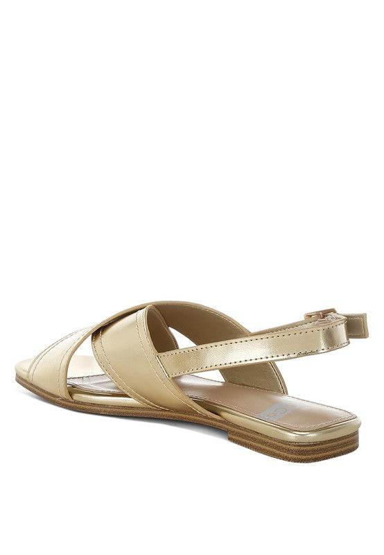 Kanon Metallic Pleather Criss-Cross Flats