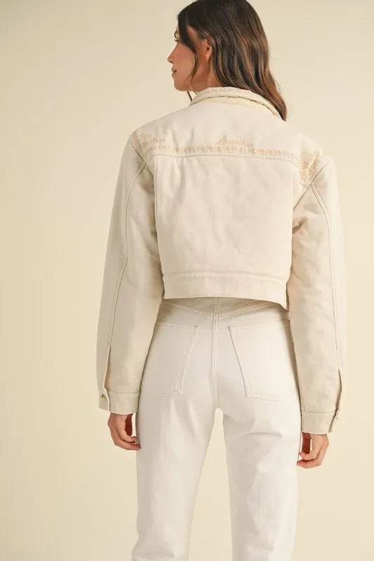 MABLE Embroidered Quilted Cropped Jacket