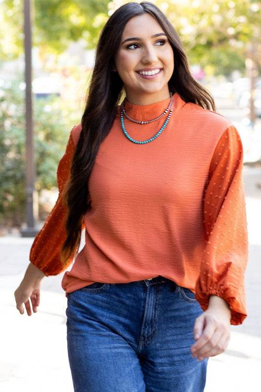 June Swiss Dot Balloon Sleeve Loose Blouse