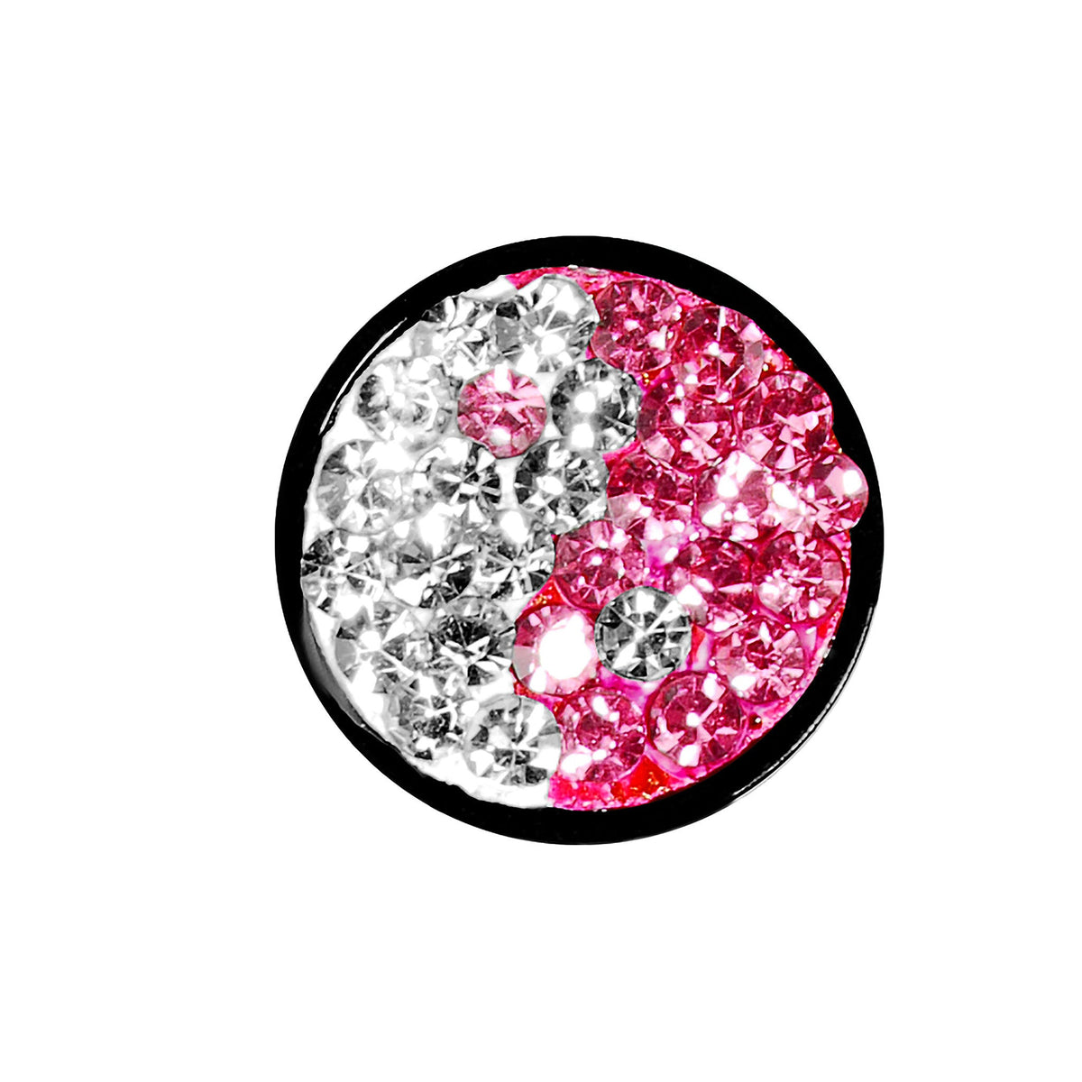 0G Pink Crystal Ferido Yin Yang Acrylic Screw Fit Tunnel