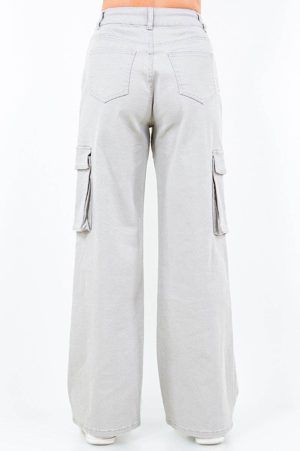 American Bazi Full Size Drawstring Wide Leg Cargo Pants Plus Size