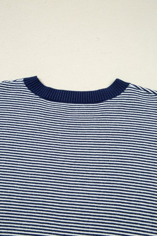 Stripe Colorblock Patchwork Dolman Sleeve Sweater