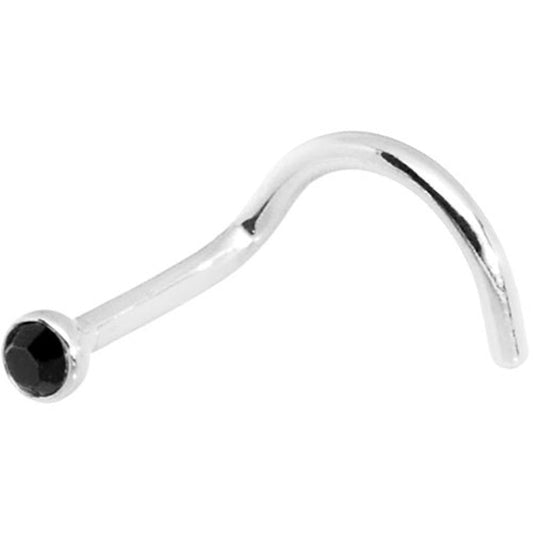 Ebony Black Crystal Gem Nose Screw