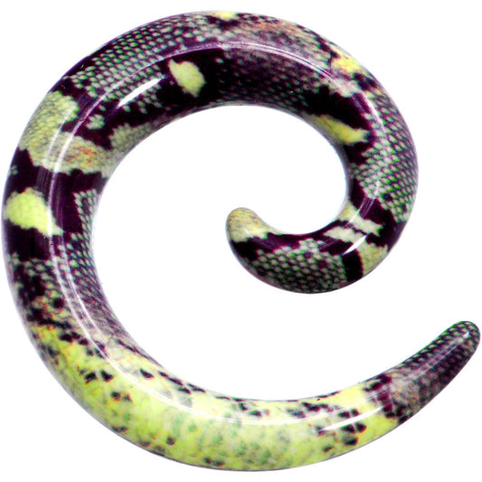 00G Green Snake Skin Acrylic Spiral Taper