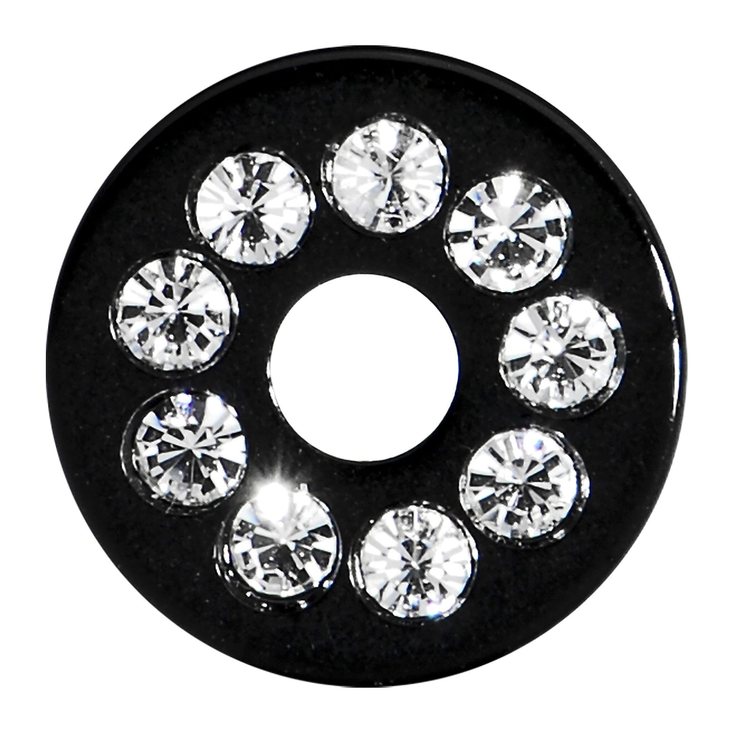 4G Black Acrylic with Clear Jeweled Flesh Tunnel