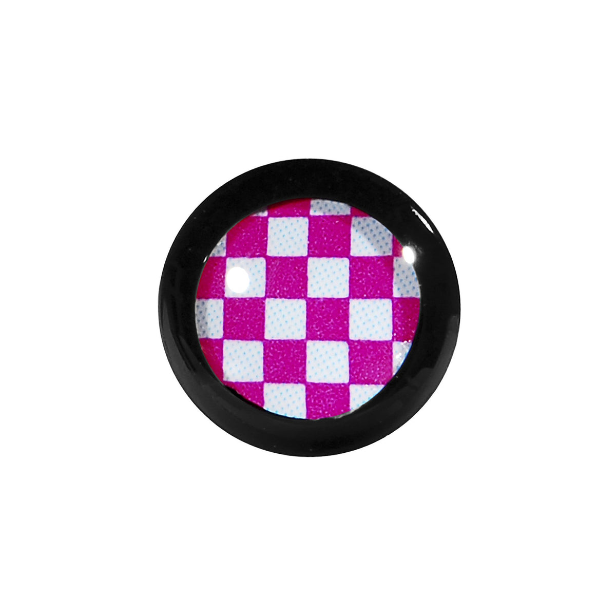 4G Black Acrylic Pink and White Checkerboard Saddle Plug
