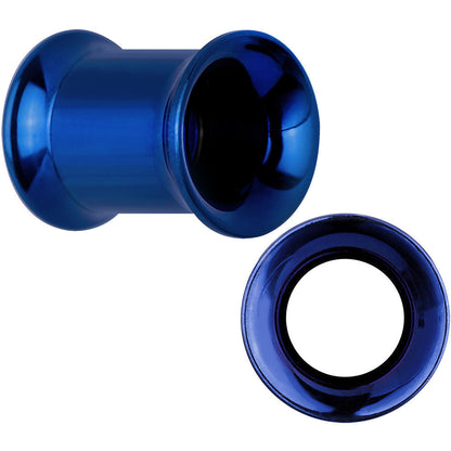 00G Royal Blue Anodized Titanium Steel Internally Threaded Screw Fit Plug Set