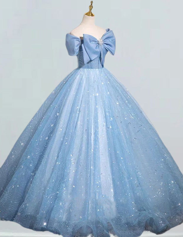 Blue Off-Shoulder Quinceanera Gown | Girls' Elegant Prom & Evening Dress
