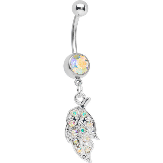 Aurora Gem Sunlit Leaf Belly Ring